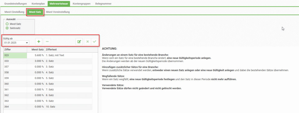 Saldosteuersatz erfassen
