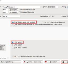 Lohnbuchung in Fibu - geändert mit MWST - Speichern
